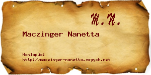 Maczinger Nanetta névjegykártya